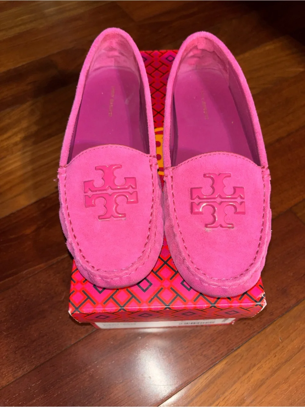 Tory Burch Hot Pink Suede Driving Loafers